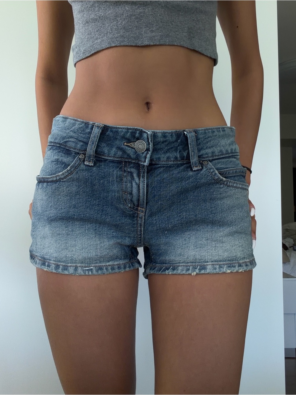 Cotton On low rise Faded Blue Denim Jean Shorts